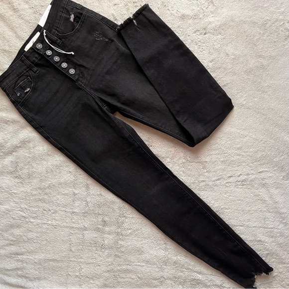 KanCan Denim - NWT Kancan  High Rise Super Skinny Distressed Button Fly Denim Jeans Black 25